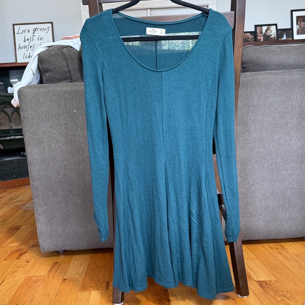 Hollister Teal Long Sleeve Sweater Dress